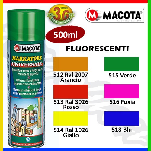 MACOTA 04514 - MARKATORE MARCATORE SPRAY CON VALVOLA 360° GIALLO FLUORES. 500ML.